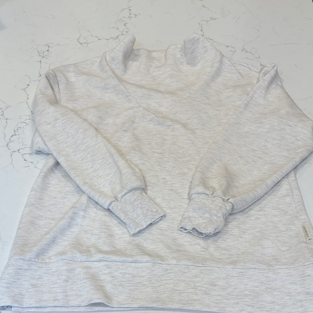 Varley Mock Neck Ivory Marl Cozy  Sweatshirt- Modena Longline Sweat Doublesoft
